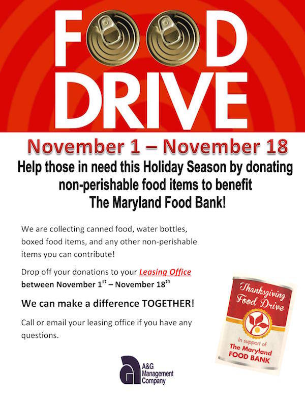 Join Our Food Drive to Benefit the Maryland Food Bank